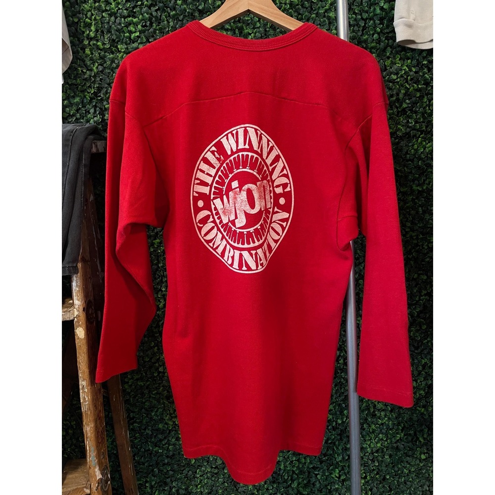 vtg 70s RADIO Station RAGLAN Jersey Shirt // st cloud minnesota sports wjon